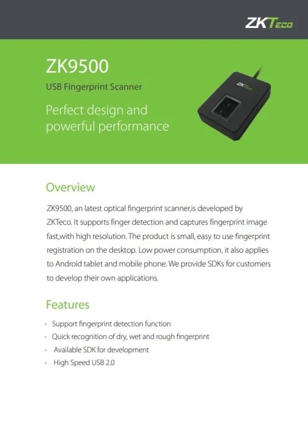 Lecteur D'empreintes Digitales ZKTeco SLK20R - USB - Technologie Live Detect