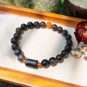 Vòng Tay Handmade Obsidian Mix Mã Não Khắc Chú – Hợp Mệnh Thủy Mộc Trừ Tà Hộ Thân Thu Hút Tài Lộc -Bluegems