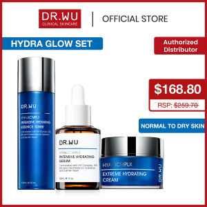[DR. WU OFFICIAL] Hyalucmplx Hydra Glow Set -Intensive Hydrating Essence Toner 150ml Intensive Hydrating Serum 30ml Extreme Hydrating Cream 50ml (Instant Repairing Soothing Advanced Hydration Repair Skin Barrier)