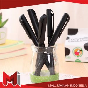 MallMainan-A45 Pulpen Hitam 0.7mm Motif Polos Tinta Hitam Simple Ballpoint / Pena Alat Tulis Kantor