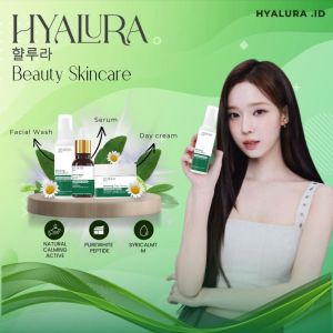 HYALURA Paket Set Skincare Korea Glowing Complete Facial Wash + Serum + Day Cream