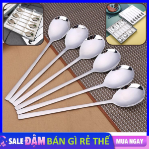 Hộp 6 Thìa inox Cán Dài 21cm cao Cấp sang trọng / Muỗng ăn cơm  Thìa Cà phê  Thìa ăn cháo  Thìa inox