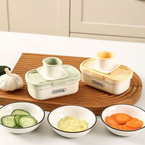 ZYJC 2 in 1 Garlic Grinder with Hand Guard Manual Garlic Smasher Household Plastic Vegetable Slicer Baby Complementary Food