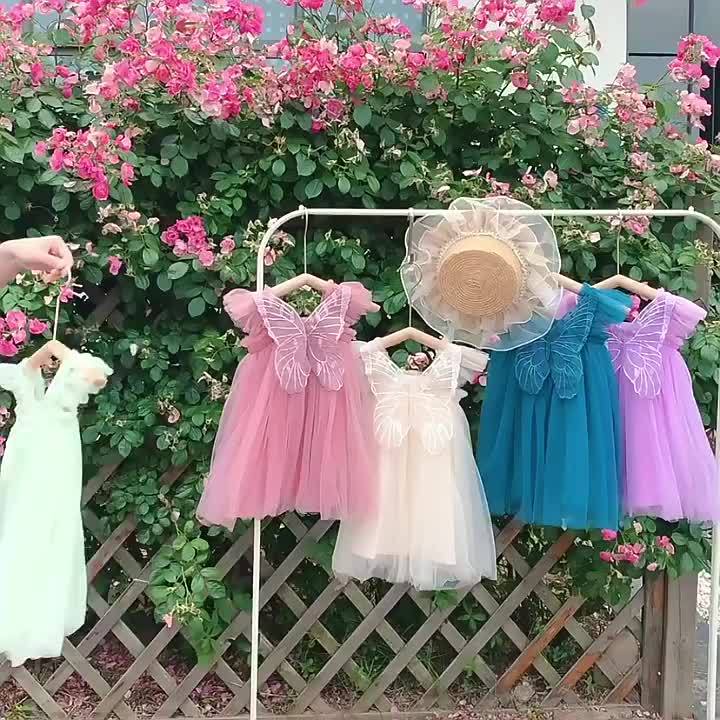 Butterfly Wings Girls' Mesh Dress 2024 Summer New Baby Girl Princess