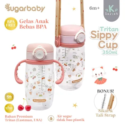 Sugar Baby Tritan Sippy Cup K Series 350ml Bebas BPA - Botol Gelas Minum Anak & Bayi Anti Tumpah