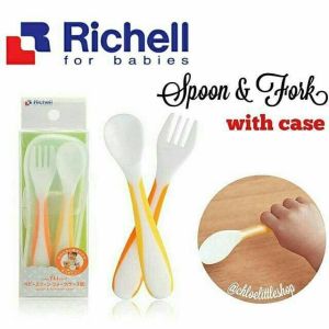 RICHELLl - SPOON & FORK WITH CASE 98681 / SENDOK MAKAN ANAK / SENDOK GARPU MAKAN ANAK