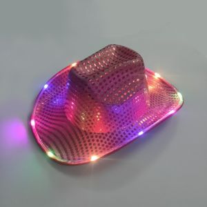 EO4MD Luminous Design LED Cowboy Hat Colorful Flashing Pearlescent Finish Glowing Hat Neon Style Retro Western Style Disco Hats Carnival Party
