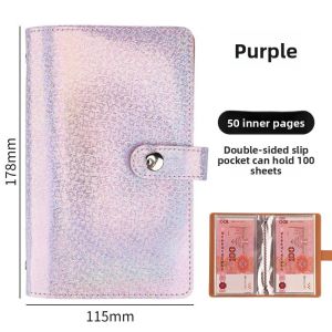 100 Envelopes Money Saving Binder Password Lock PU Leather Waterproof Large Capacity Cash Book