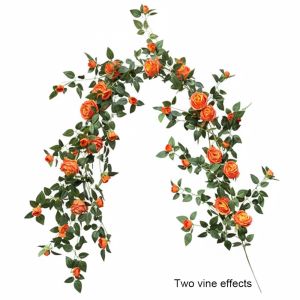FEELINGS Green Leaves Artificial Rose Vine Photo Props Multicolor Fake Flower Vines High Quality Wall Ornament Rose Silulation Flower Cafe Decoration