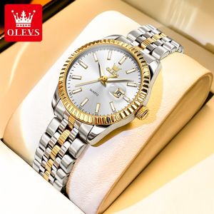 FCOLEVS Watch For Women Waterproof Sale Original Casual Elegant Luxurious Stainless Steel Gold Not Faded calendar Quartz (1 Year Warranty)
