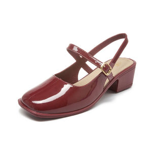 [Free Shipping] Spring And Summer New Style WomenS Closed-Toe High-Heeled Shoes Versatile Chunky Heel Closed-Toe Sandals Backless Shallow Single Shoes WomenS Sandals