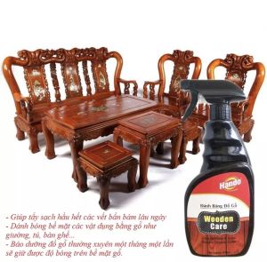 Xịt bảo dưỡng đánh bóng đồ gỗ Hando 600ml - Giúp tẩy sạch vết bẩn làm mờ các vết xước trên bề mặt gỗ
