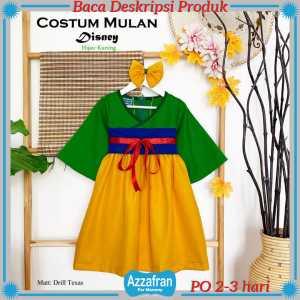 Costume Mulan Disney | Baju Carnaval Cosplay | Dress Anak Perempuan dan Dewasa | Azzafran for Mommy