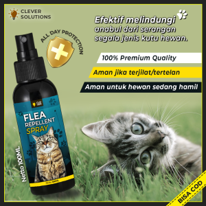 Clever Solutions - FLEA REPELLENT SPRAY (Pembasmi dan Pencegah Kutu Kucing Obat Anti Kutu Kucing Anabul Kelinci) [Racoon Olive Care Koinami Babah Cat House]