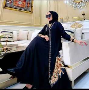 Gamis Kardigan 2 in 1 Wanita Muslim Terbaru Jersey Mix Ceruty Size M L XL XXL