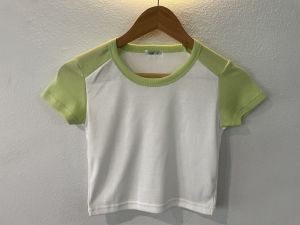 เสื้อครอปทูโทนแฟชั่น ผ้าร่อง 1x1 ผ้านุ่มมากก