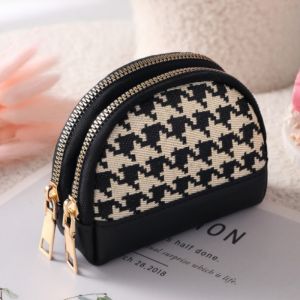 Mini Coin Purse Double Zipper Divided Compartment Storage Pouch Portable Lipstick Earphone Storage Bag