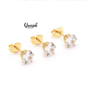 Anting Tusuk Stainless Mata Berlian Alina Tahan Karat Perhiasan Simple Elegan Cantik