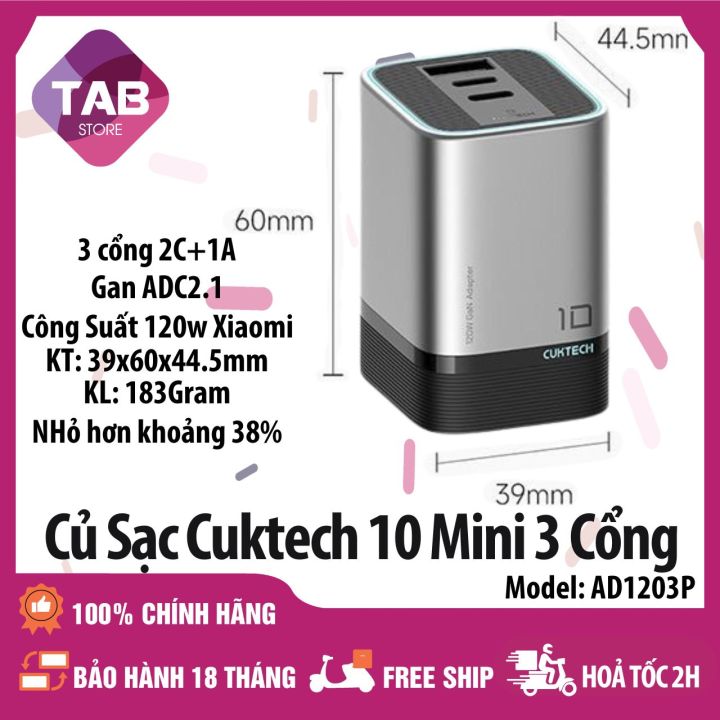 Sạc Cuktech 10 Mini 120w 3 Cổng (2C+1A) Mi turbro 120W PD3.0/PPS2.0/QC ...