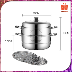 หม้อ ซึ้งนึ่ง หม้อนึ่ง หม้อนึ่งสแตนเลสอเนกประสงค์ หม้อสุกี้ 2 ชั้น ซึ้ง ขนาด 28cm หม้อนี่ง ใช้ได้กับเตาทุกชนิด ​ซึ้ง