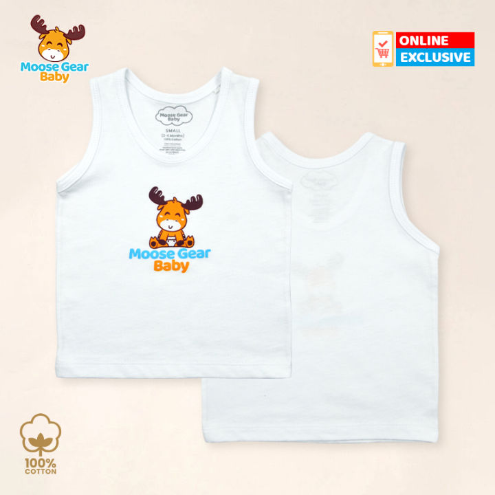 Moose Gear Baby Boy Moose Outfit Moose Gear Baby Sando Tank (White