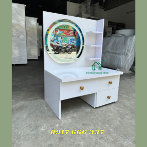 BÀN TRANG ĐIỂM NHỰA ĐÀI LOAN BỆT GƯƠNG TRÒN CẢM ỨNG 3 CHẾ ĐỘ XINH XẮN