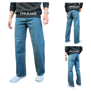 TPPJEANS Vintage Straight Denim กางเกงยีนส์ทรงกระบอกใหญ่ สีบลูฟอกสนิม ทรงสวย ใส่สบาย เป้าซิป Size 28-36 รับชำระปลายทาง
