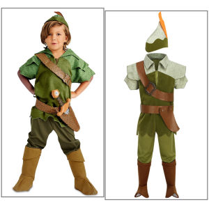 เด็ก Peter pan Cosplay Costume เสื้อผ้าคลุมด้วยผ้า เด็กชาย ปาร์ตี้แฟนซีฮาโลวีนแต่งตัว อุปกรณ์