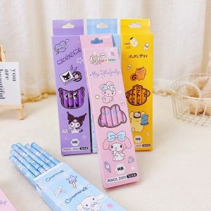 12pcs Cute Sanrio Hello Kitty HB Pencils Melody Kuromi Cinnamoroll Pencil Stationery Set Student Writing Drawing HB Pencils Sketch Pens