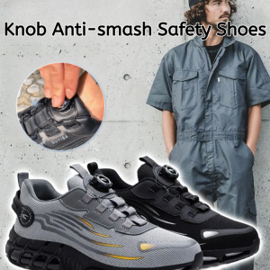 Knob Mens Safety Shoes Anti-smash Puncture-proof Comfort Anti Shock Lightweight Breathable Sneakers