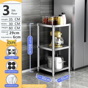 3/4/5 Tier Kitchen Organizer Stainless Steel Kitchen Storage Rack Microwave Rack Oven Rack Rak Dapur Kitchen Shelf 置物架