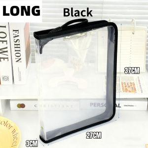 Student Tutoring Bag Long Size File Bag With Clip PVC Document Storage Bag Pouch Portable Handheld