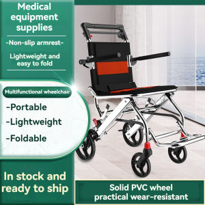 Ultra Light Aluminum Alloy Wheelchair Foldable Portable Portable Travel Wheelchair With Brake