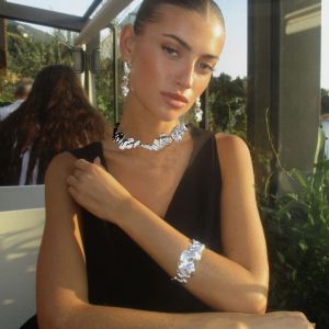 FDHT Dangle Earring Liquid Metal Bangle Cuff Bangles Metal Irregular Shape Necklace Unique Jewelry Accessories Wide Open Bangle Women