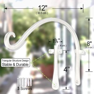 Wall Mounted Pure Iron Flower Hanger Multifunctional Garden Bracket Hook for Balcony Plant Decor