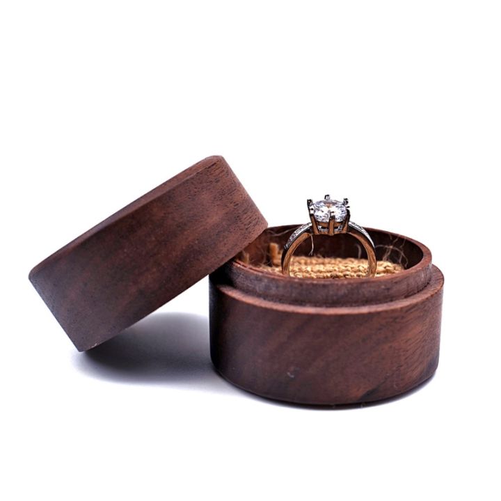 Walnut Wood Jewelry Box Engagement Wedding Ceremony Ring