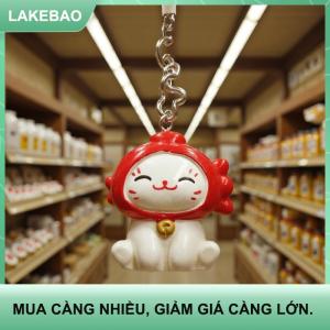 【LAKEBAO】 Dễ Thương Phim Hoạt Hình May Mắn Mèo Bead Keychain Kawaii Mèo Con Điện Thoại Di Động Chuỗi Ba Lô Mặt Dây Chuyền Xe Móc Chìa Khóa Phụ Kiện Quà Tặng