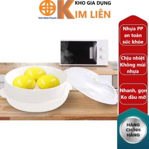 Bộ khay hấp lò vi sóng 2 tầng nhựa VIỆT NHẬT - Hấp thực phẩm hâm nóng thức ăn - Chính hãng 5625