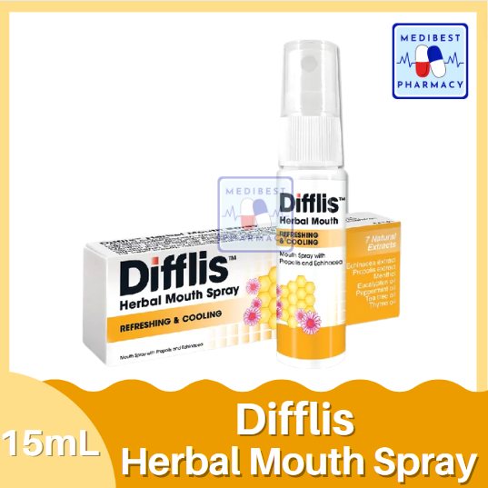 [EXP 09/2024] Difflis Herbal Mouth Spray 15 ml [Relieve sore throat