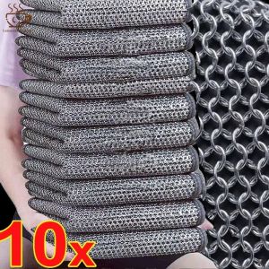 20cm Kain Pembersihan Kawat Keluli Dua lapisan Minyak Tidak melekat Besi Dishrag Dapur Kuali Periuk Pinggan Pinggan Kain Kain Kain Kain Lap Napery