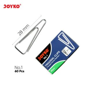 (1KOTAK ISI 60PCS)JOYKO PAPER CLIP TRIGONAL NO. 01
