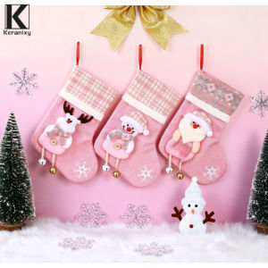 Keranixy 23cm Large Christmas Stocking for Fireplace Santa Claus Sock for Gift Filling Holiday Decor