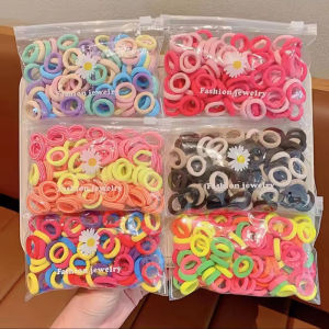 Multi-Color 80 Pcs. Set Kids Hair Ties Lovely Simple Ring Elastic Hair Ropes with Pouch