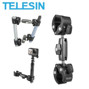 TELESIN Double Headed Dual Crab Clamp Motorcycle Bike Monopod Bicycle Handlebar Invisible Stick Mount for Action Camera