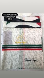 SKYSHOP HIJAB PALESTINA SCARF BY SECOND SIGN SIZE 115X115 CM BAHAN VOAL KERUDUNG SEGI EMPAT KEKINIAN