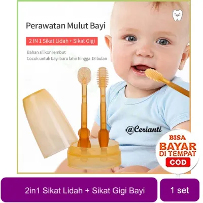 Sikat Lidah Bayi Silikon Lembut Sikat Gigi Bayi Pembersih Lidah Bayi 2 In 1 Cerianti