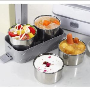 { TIỆN LỢI}Hộp cơm cắm điện cao cấp đa năng hâm nóng nấu chín thức ăn 2 tầng kèm 4 bát inox không gỉ