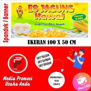 Spanduk Es Jagung / Banner Es jagung / Spanduk Es Jagung Hawai Ukuran 100 x 50 cm