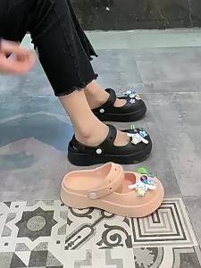 WomenS Summer Outdoor Breathable Thick-Soled Clog Sandals Closed-Toe Half-Slipper Sandals