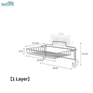 [OKLIFE. SG]No Drill Stainless Steel Wall Mount Storage Rack Multi Layer Foldable Bathroom Kitchen Organizer